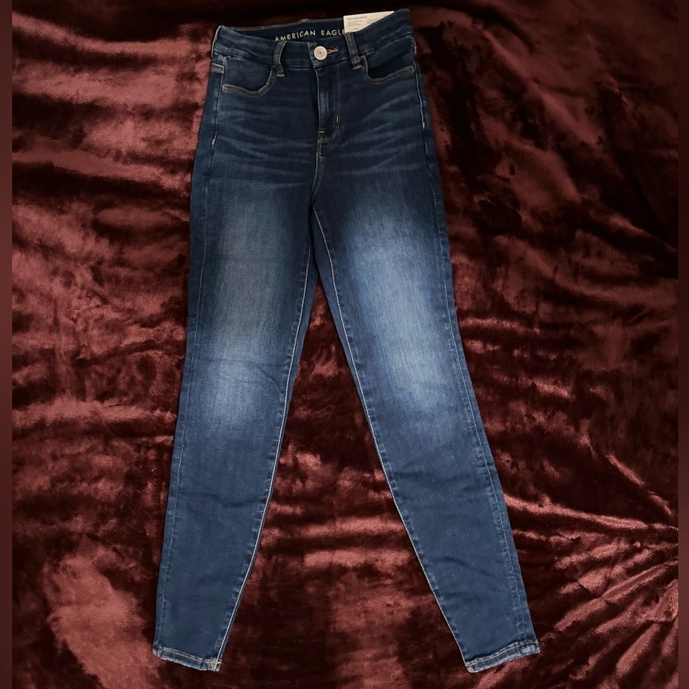 Dark blue American eagle outfitters curvy high rise jeggings size 00 regular